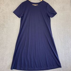Susan Graver Womens Royal Blue SS Round Neck  Dress Medium Athleisure USA Made